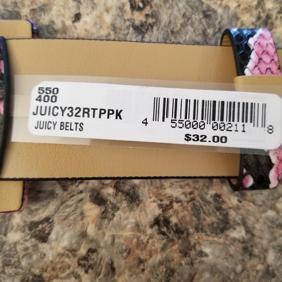 Juicy Couture Pink & Black Snakeskin Belt Medium - Picture 7 of 7